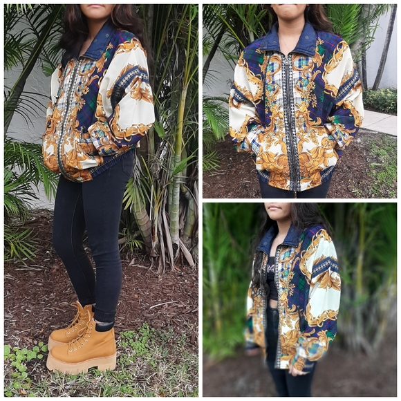 Vintage Baroque Ornate Style Multi Windbreaker 80s - Picture 8 of 8